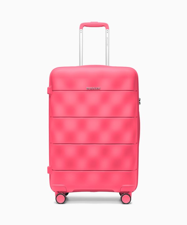 Walizka średnia z lekkiego polipropylenu różowa-koralowa