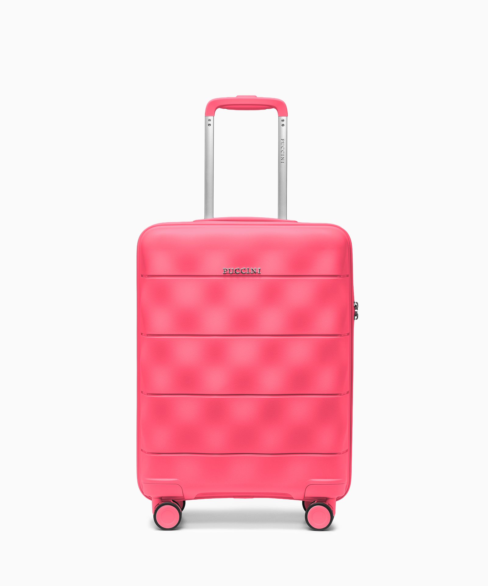 Walizka kabinowa z lekkiego polipropylenu różowa koralowa