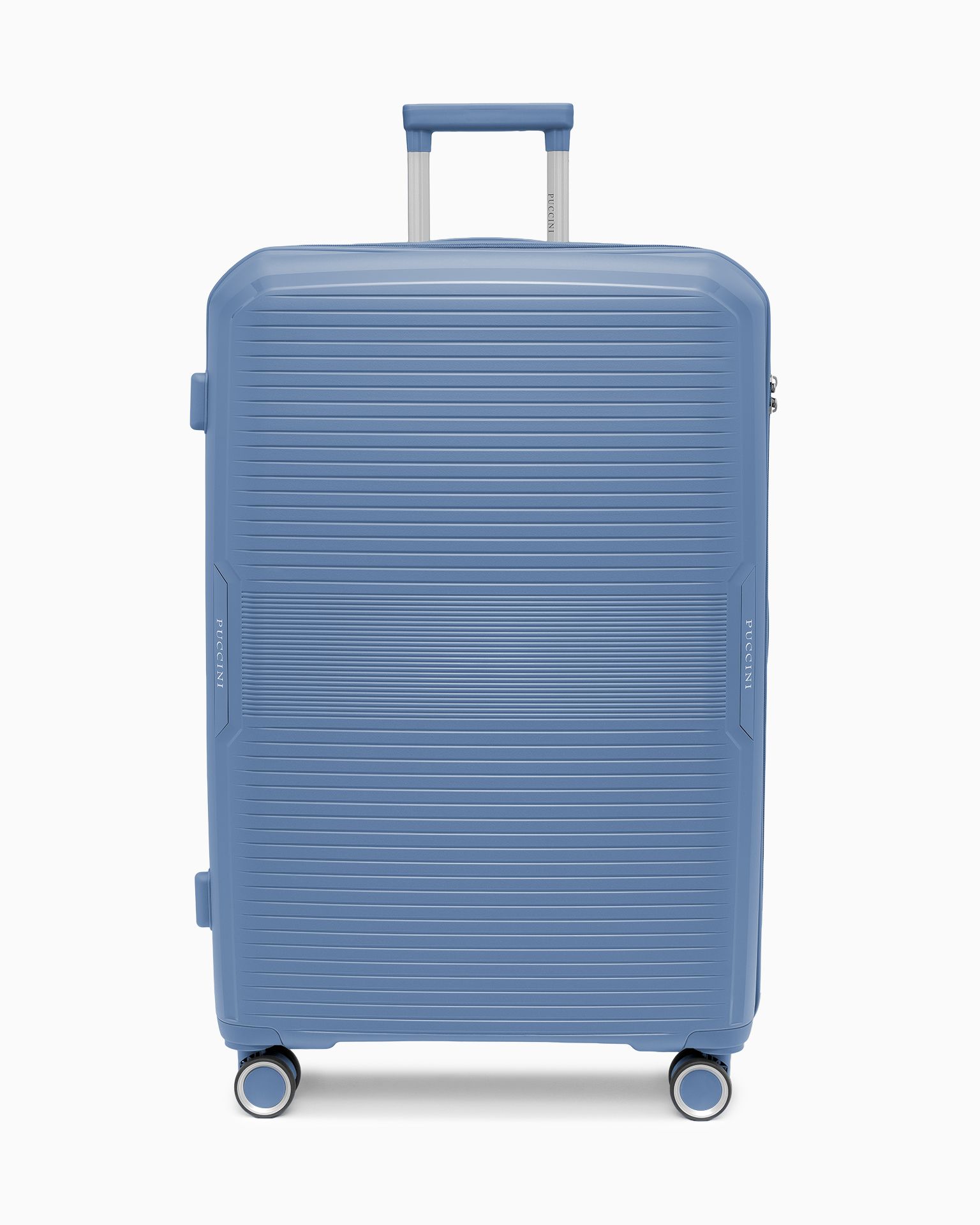 Walizka duża z zamkiem szyfrowym z polipropylenu niebieska