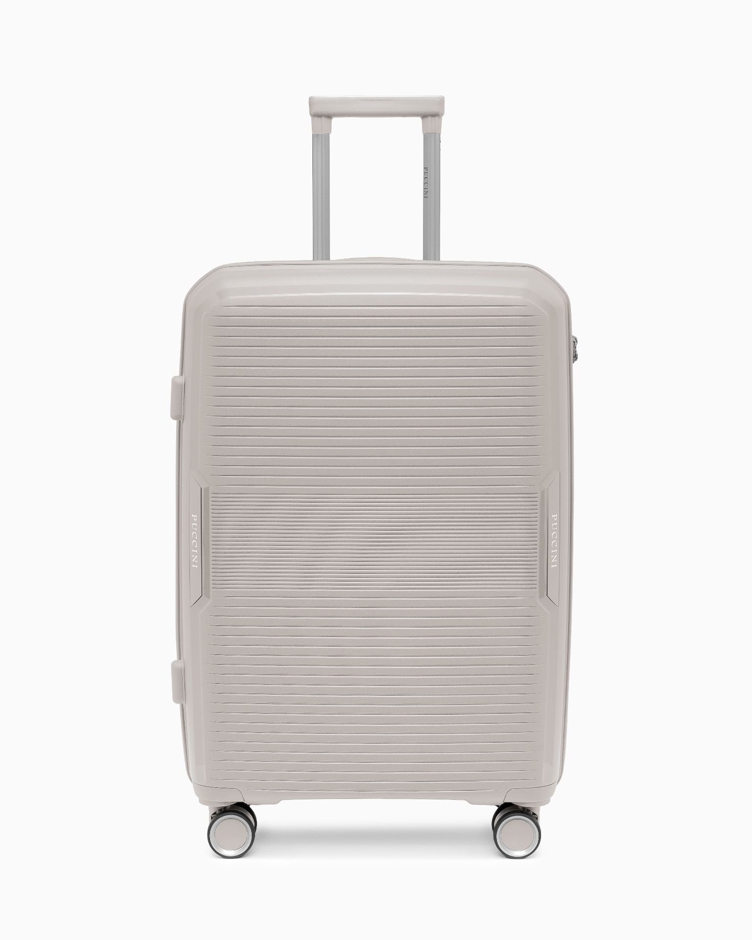 Walizka średnia z zamkiem szyfrowym z polipropylenu beżowa