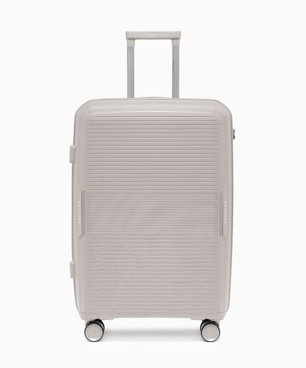 Walizka średnia z zamkiem szyfrowym z polipropylenu beżowa