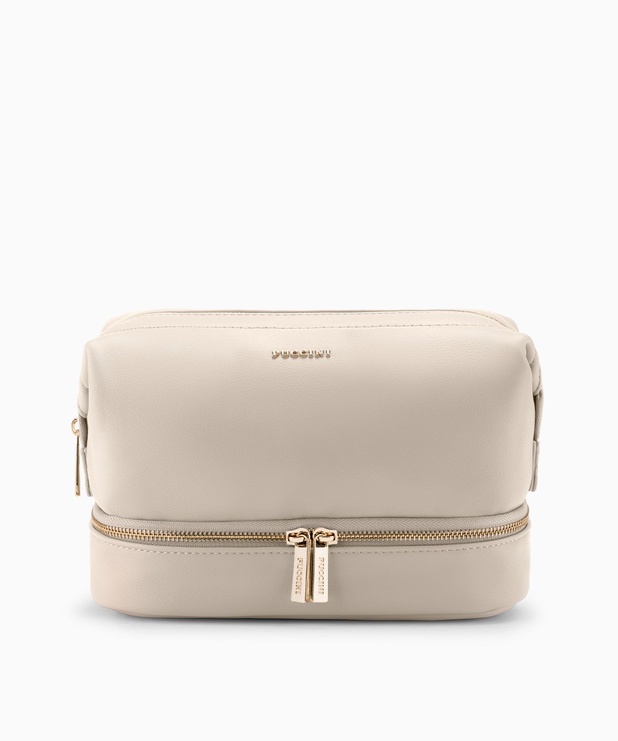 Kosmetyczka damska z zatrzaskami - beżowa