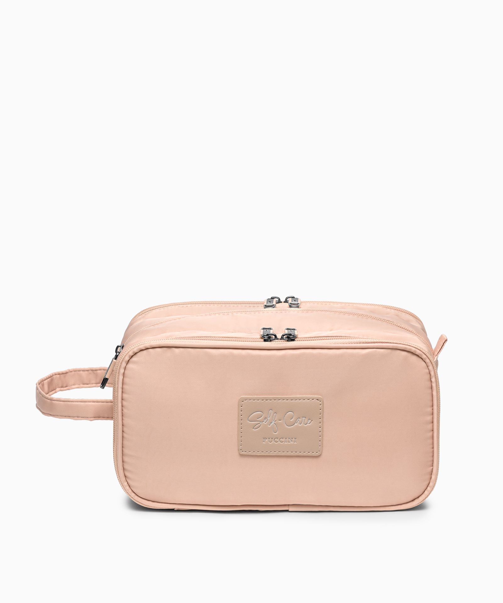 Kosmetyczka damska trzykomorowa różowa