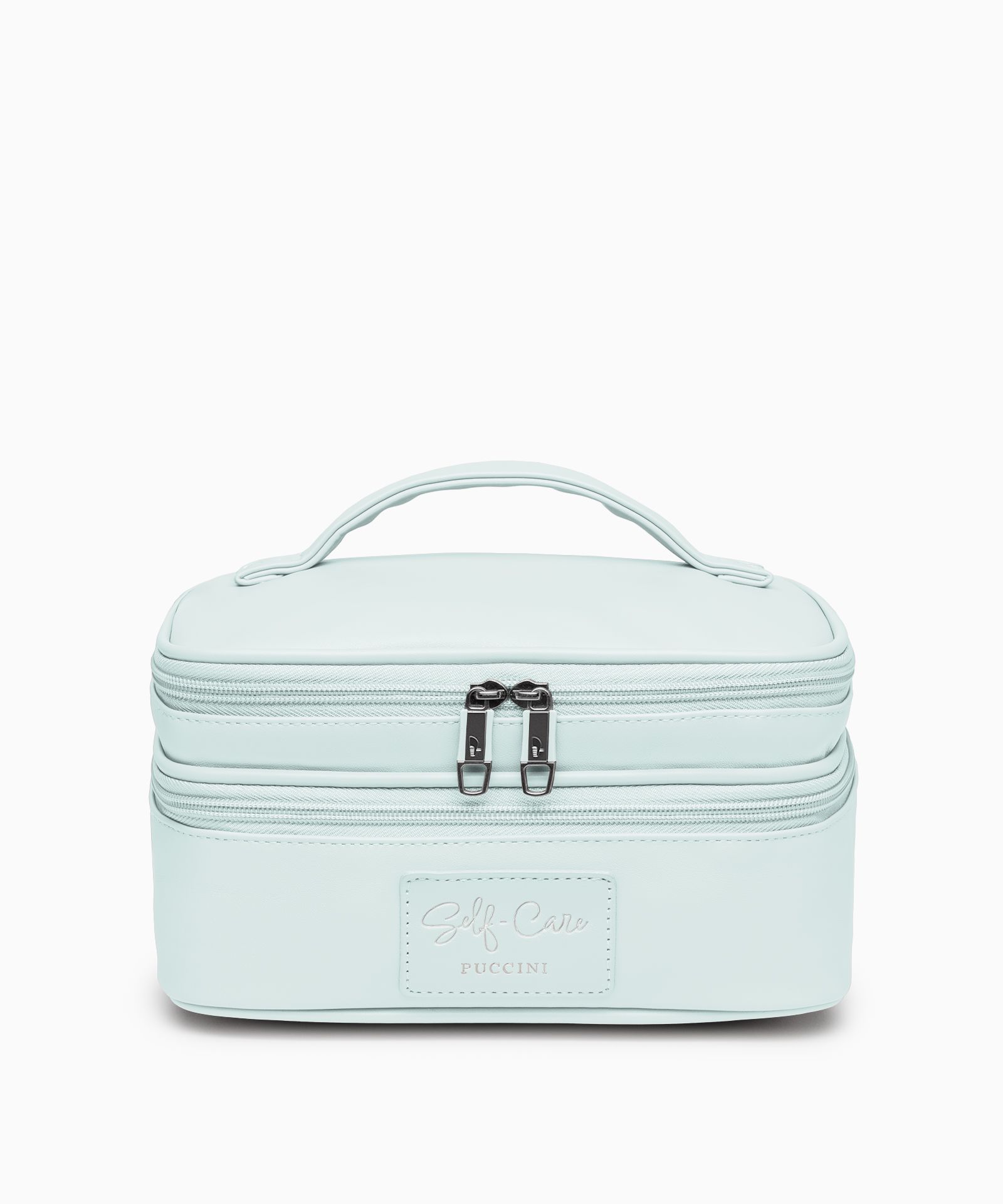 Kosmetyczka damska typu kuferek błękitna