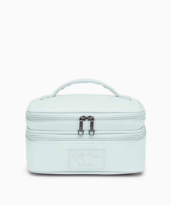 Kosmetyczka damska typu kuferek błękitna