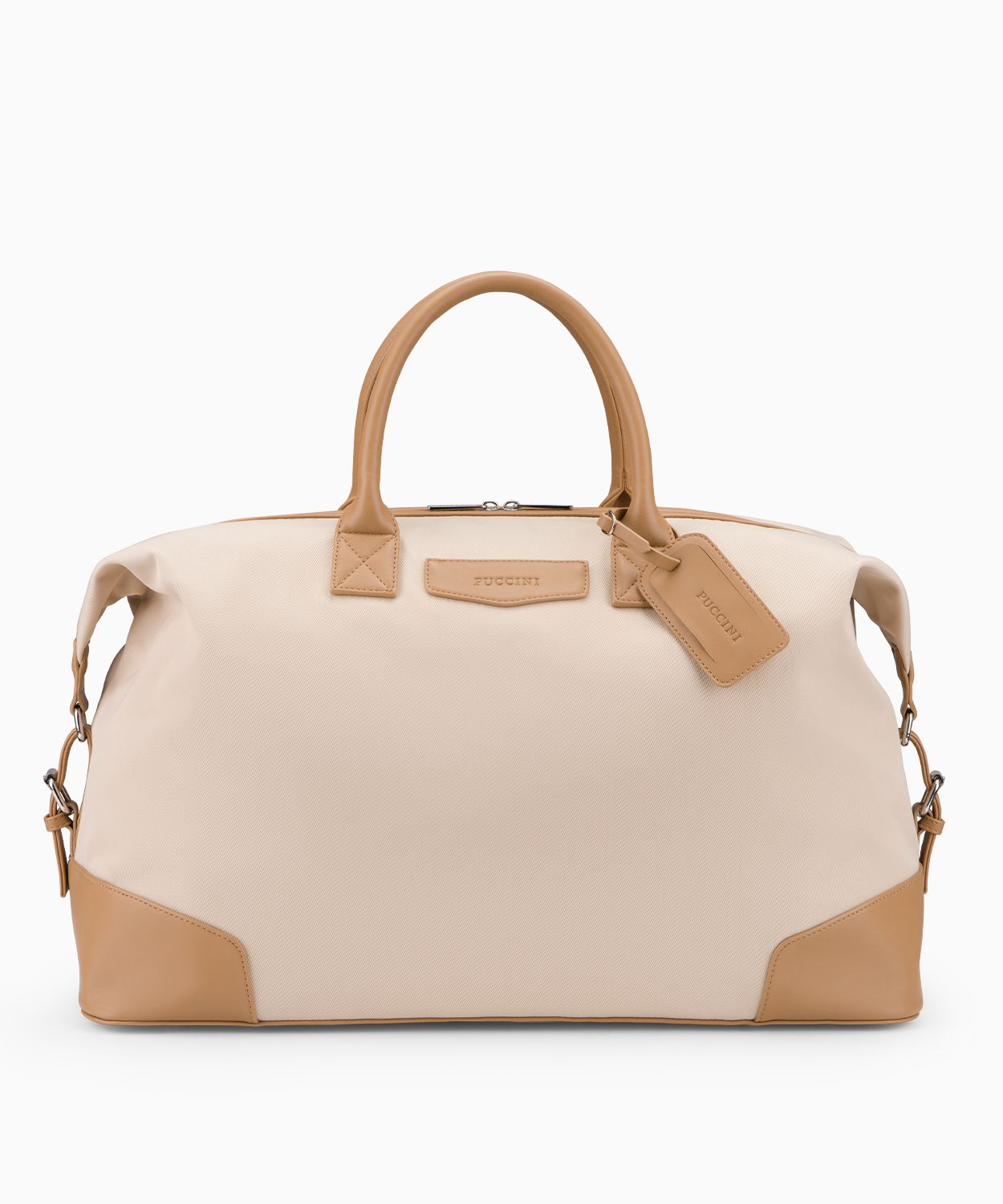 Torba podróżna z elementami ze skóry ekologicznej beżowa