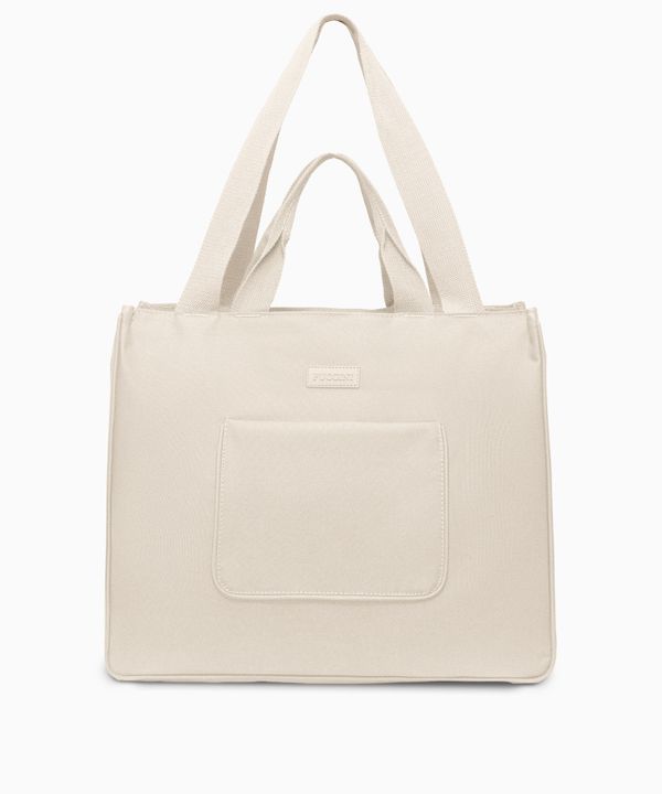 Torba z kieszeniami materiałowa beżowa