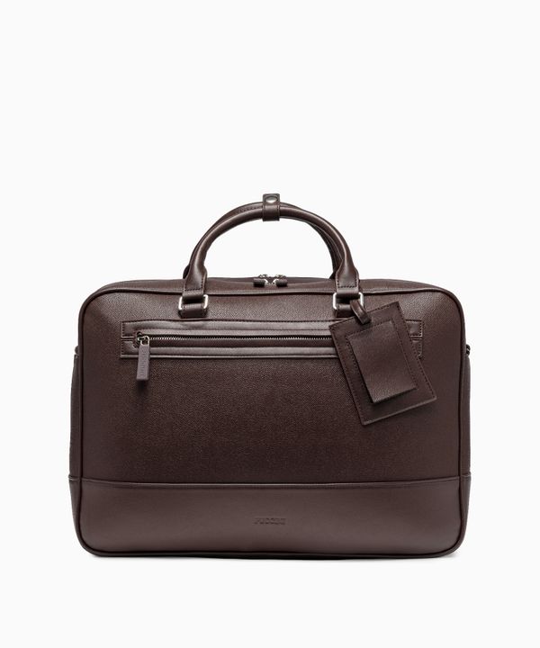 Torba na laptopa 17 cali ze skóry ekologicznej elegancka brązowa
