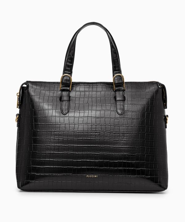 Torba na laptopa 15,6 cali damska czarna crocco