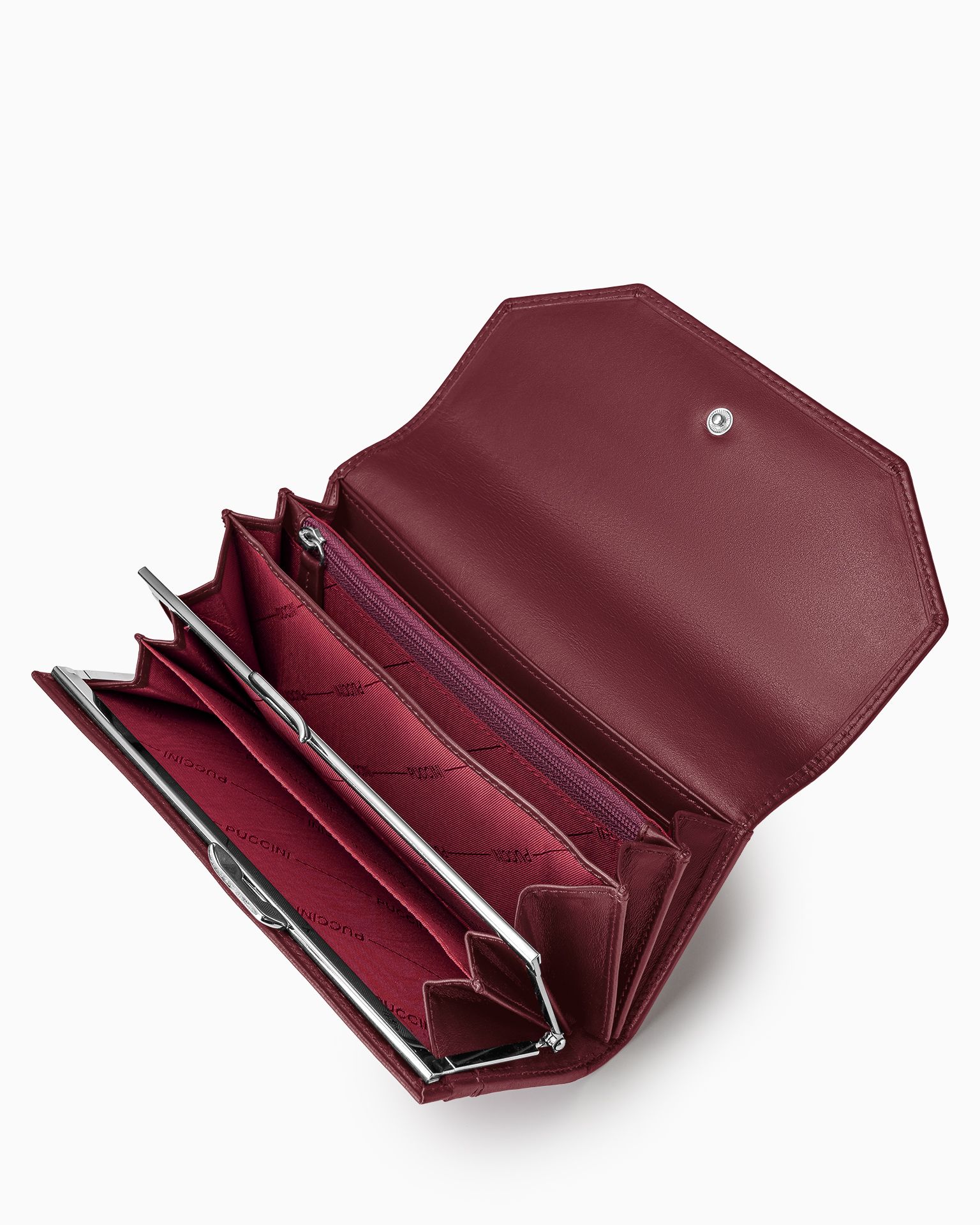 Portfel damski skórzany duży bordowy