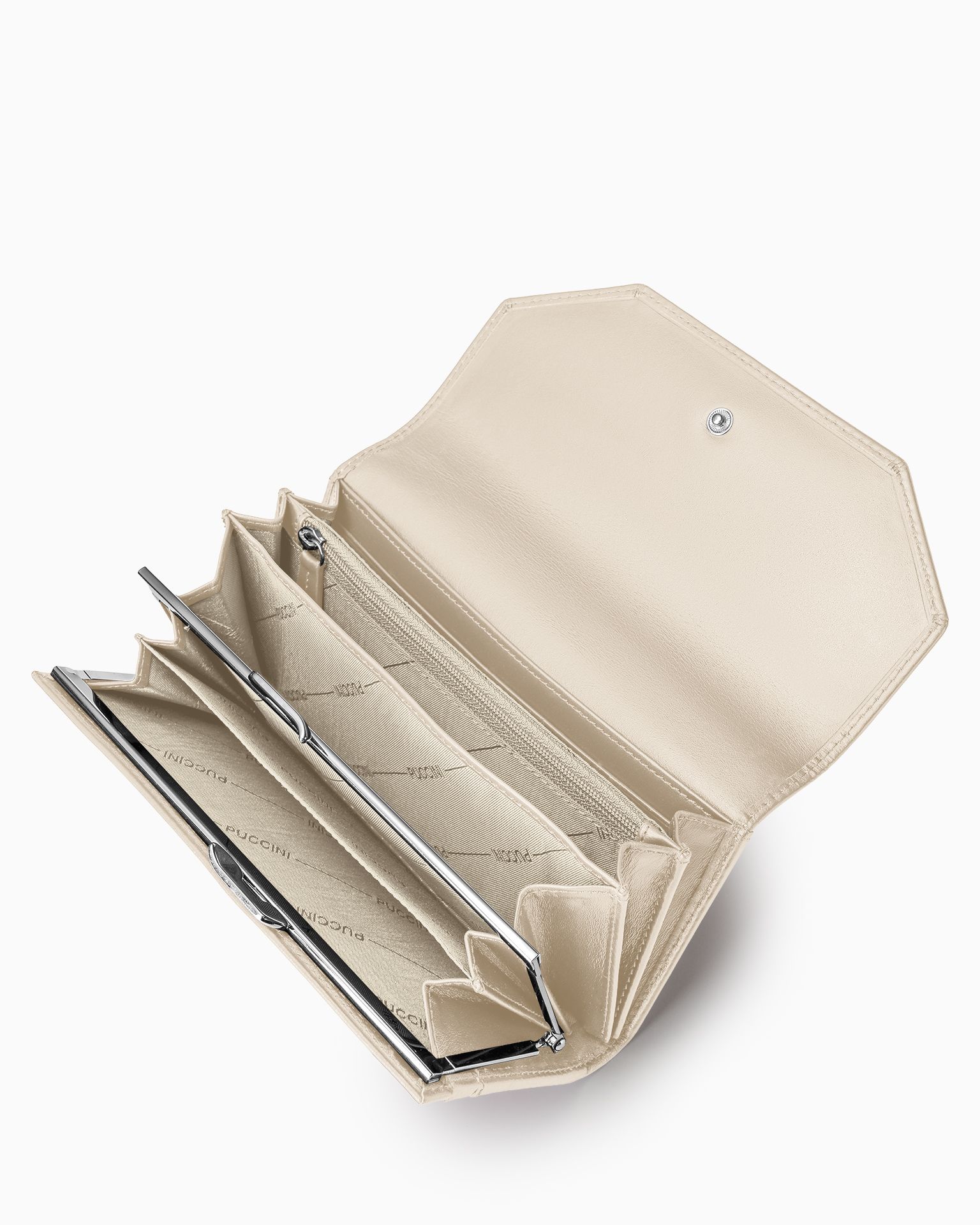 Portfel damski skórzany duży beżowy