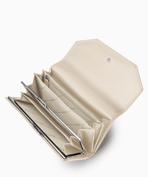 Portfel damski skórzany duży beżowy