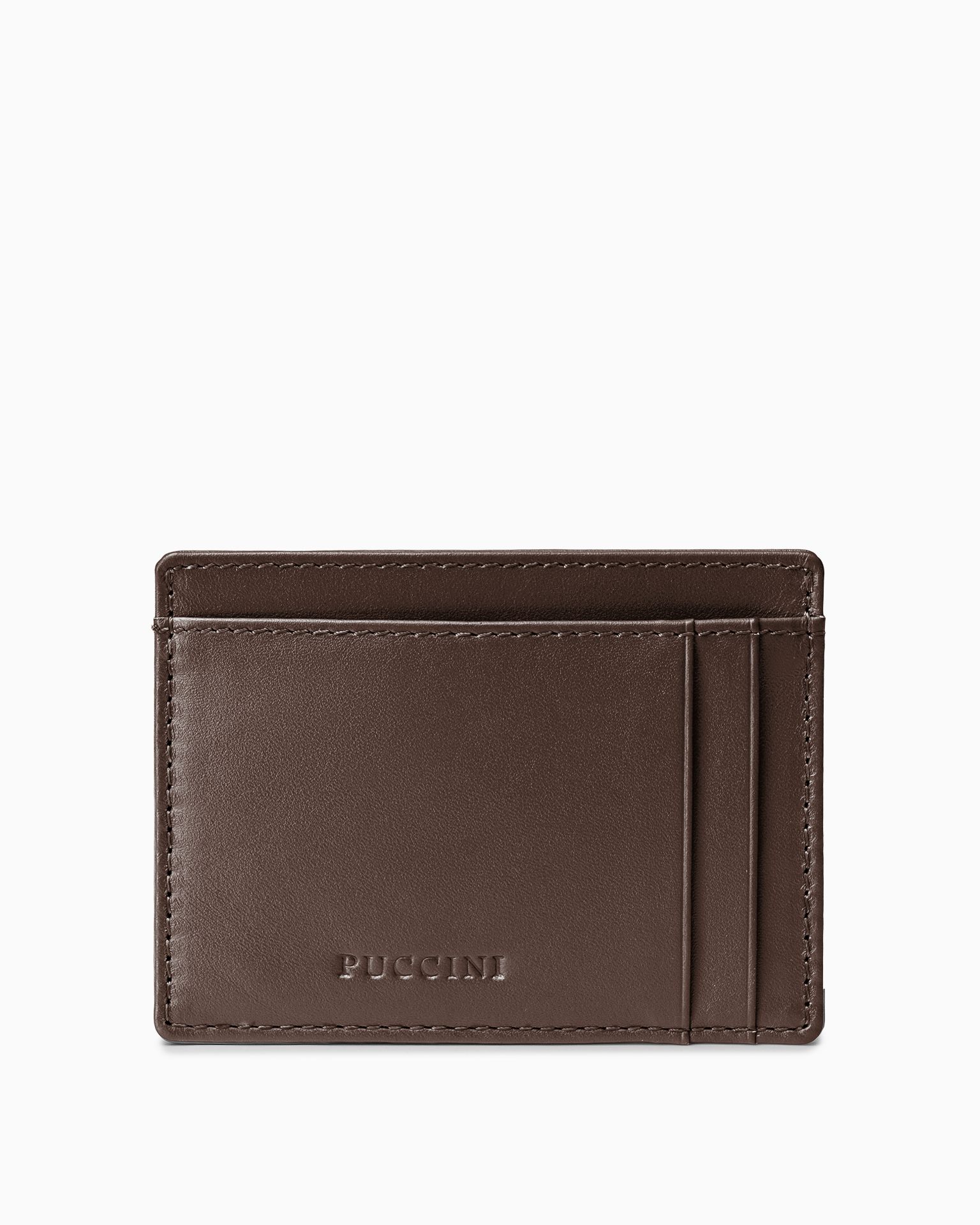 Etui na karty skórzane małe ciemnobrązowe