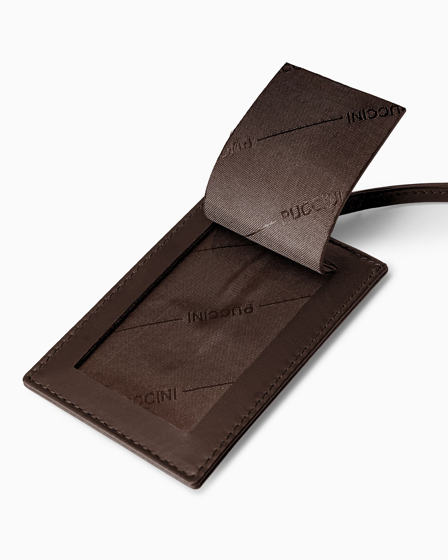 Identyfikator do bagażu skórzany ciemnobrązowy