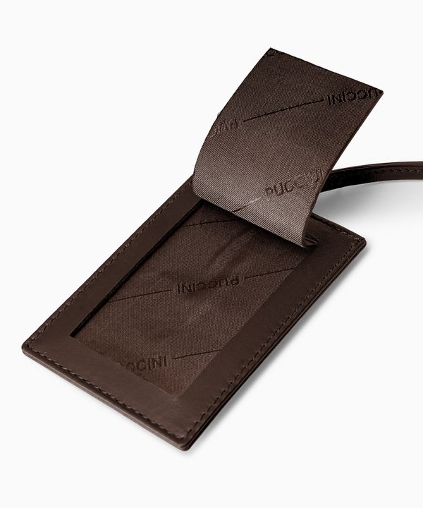 Identyfikator do bagażu skórzany ciemnobrązowy