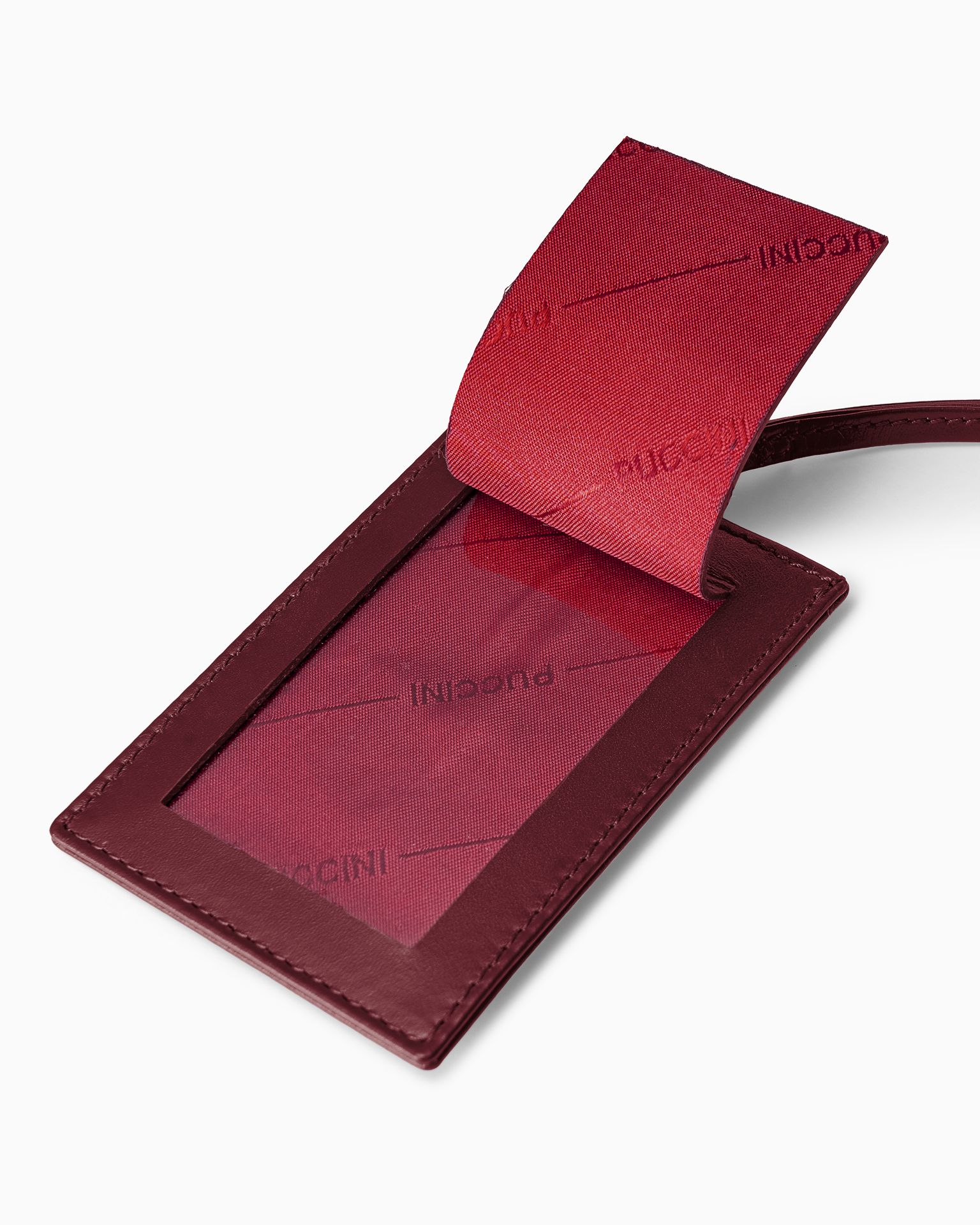 Identyfikator do bagażu skórzany bordowy