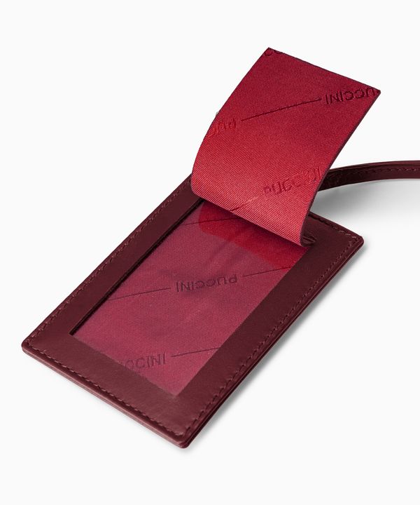 Identyfikator do bagażu skórzany bordowy