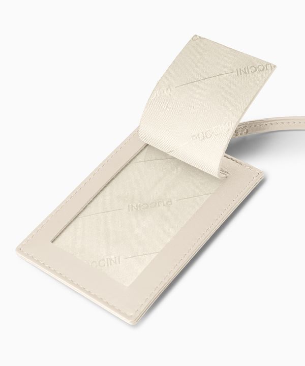 Identyfikator do bagażu skórzany beżowy