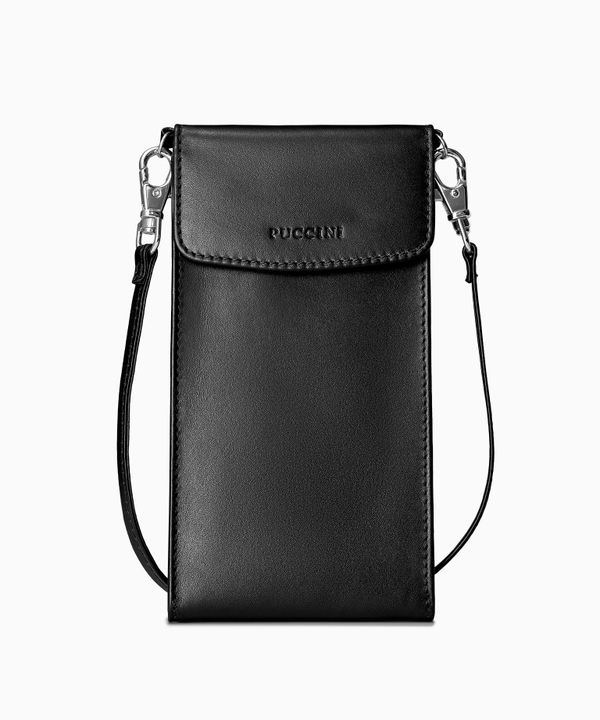 Torebka damska na telefon skórzana czarna