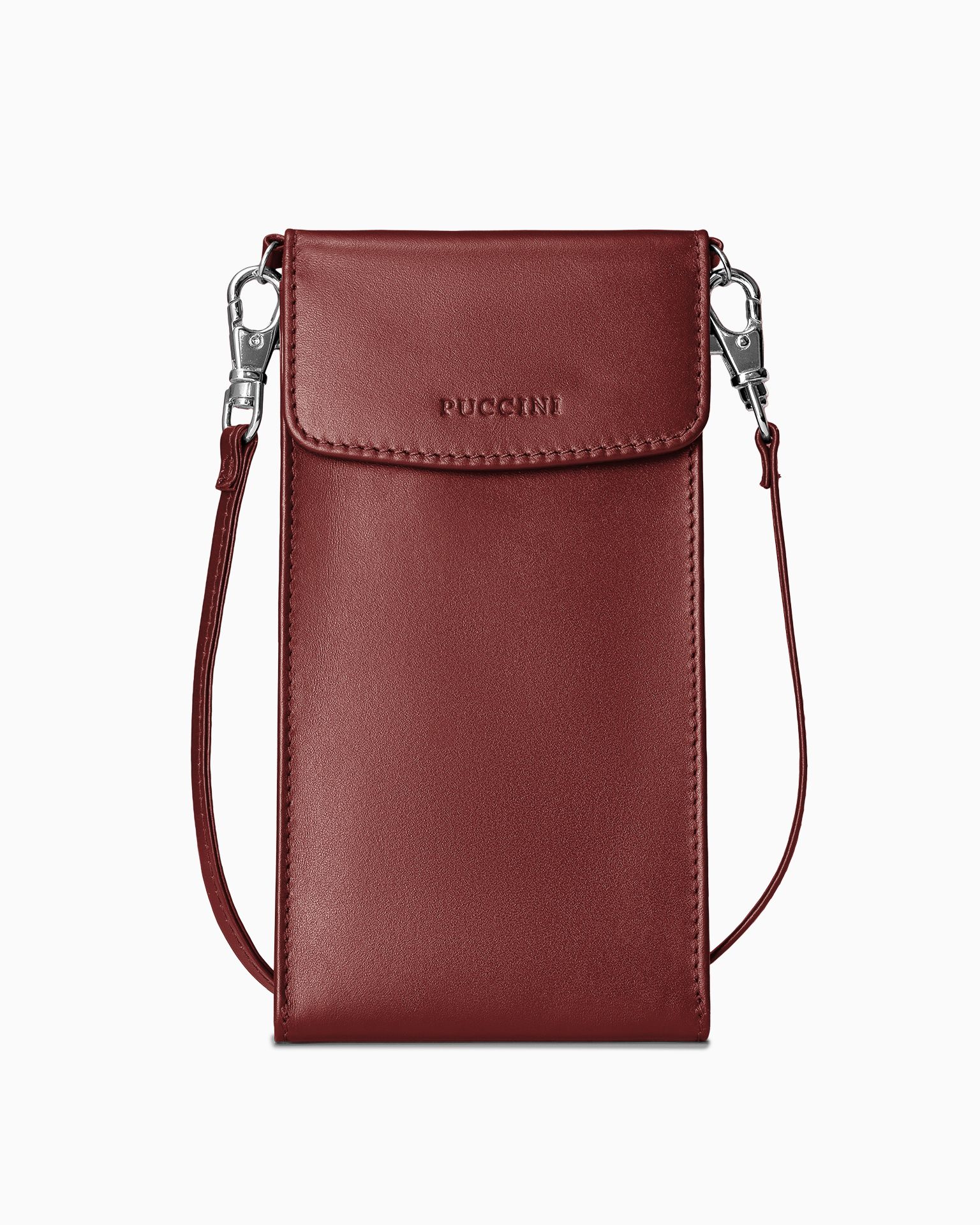 Torebka damska na telefon skórzana bordowa