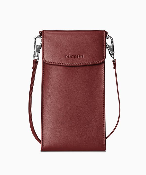 Torebka damska na telefon skórzana bordowa