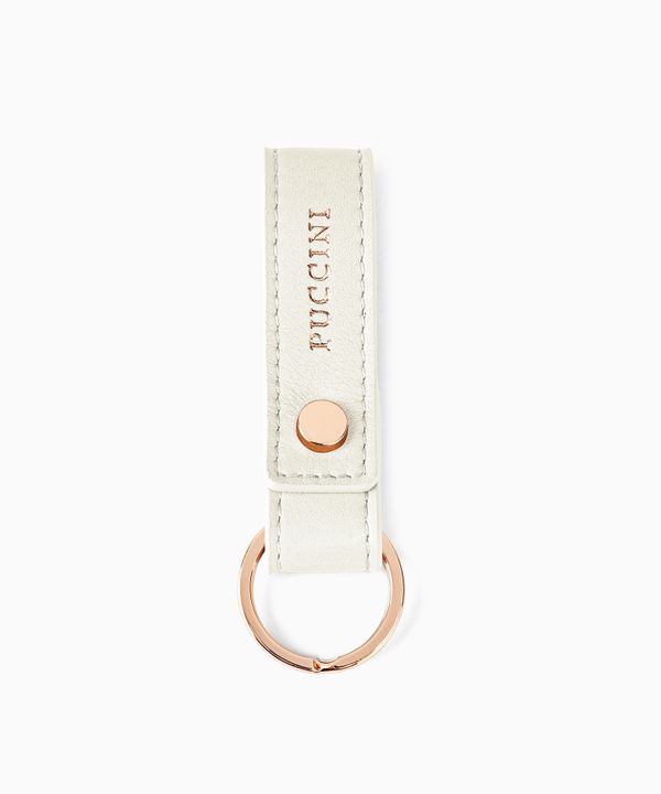 Skórzany brelok do kluczy biały