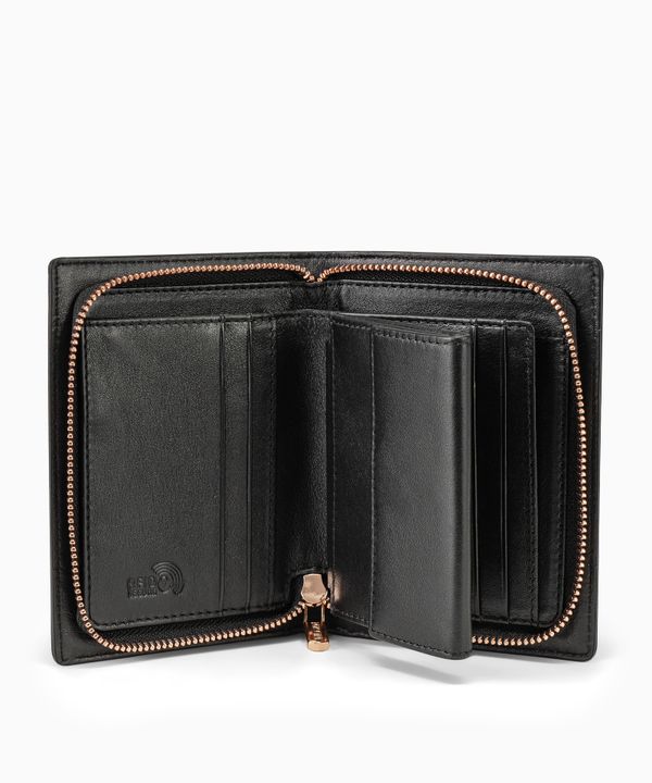 Średni damski portfel skórzany zapinany na zamek czarny