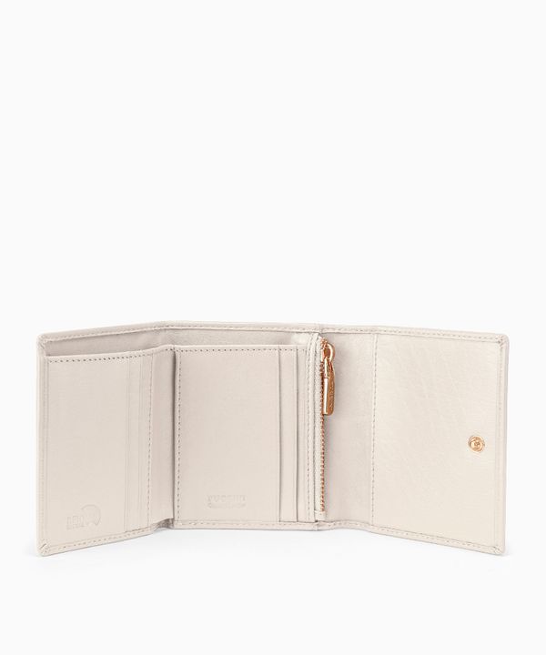Mały damski portfel skórzany beżowy