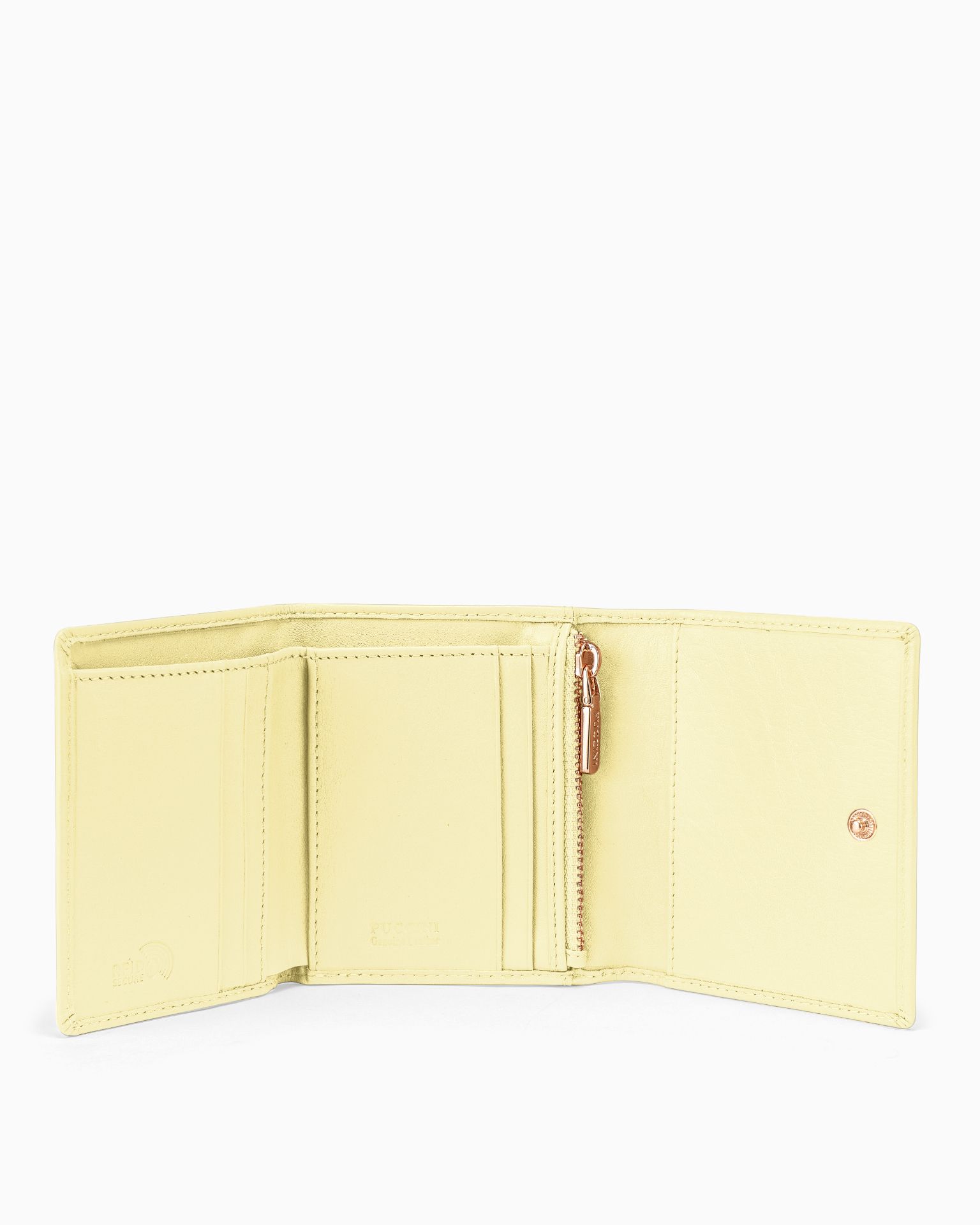 Mały damski portfel skórzany żółty