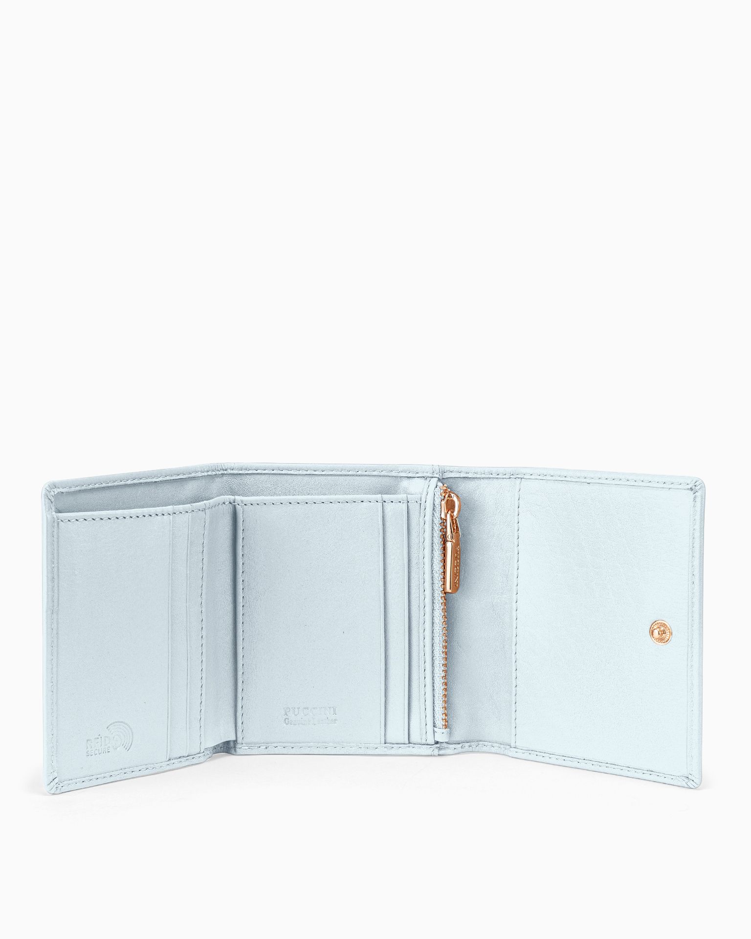 Mały damski portfel skórzany niebieski