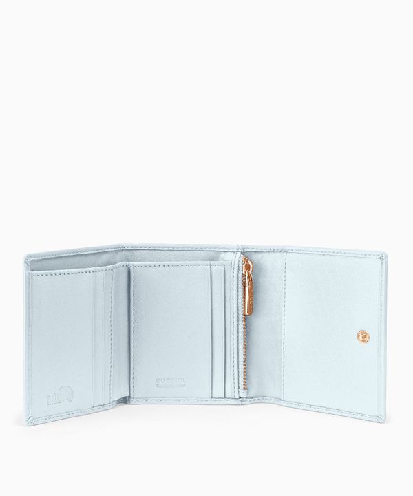 Mały damski portfel skórzany niebieski