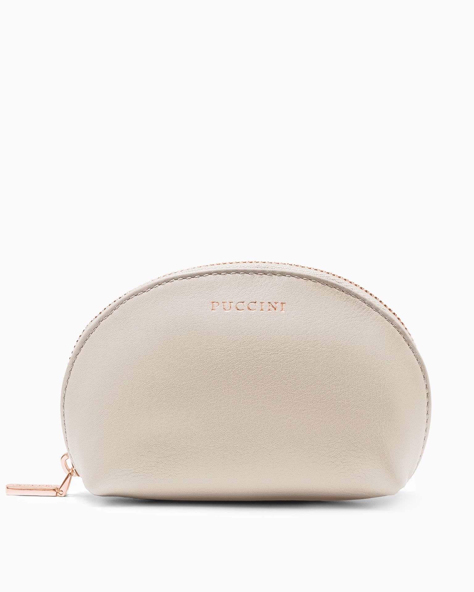 Kosmetyczka damska skórzana mała beżowa