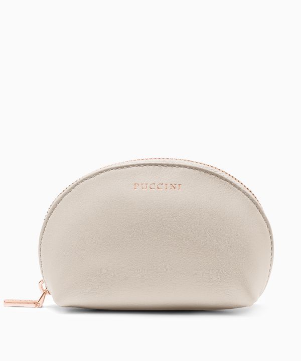 Kosmetyczka damska skórzana mała beżowa