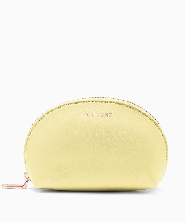 Kosmetyczka damska skórzana mała żółta