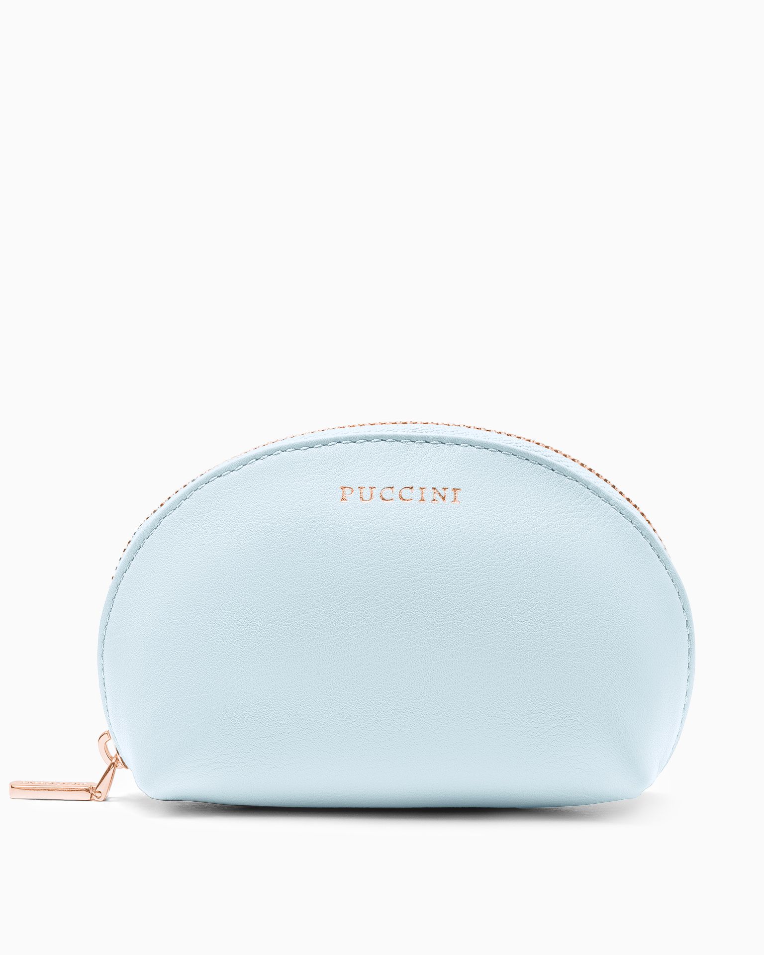Kosmetyczka damska skórzana mała niebieska