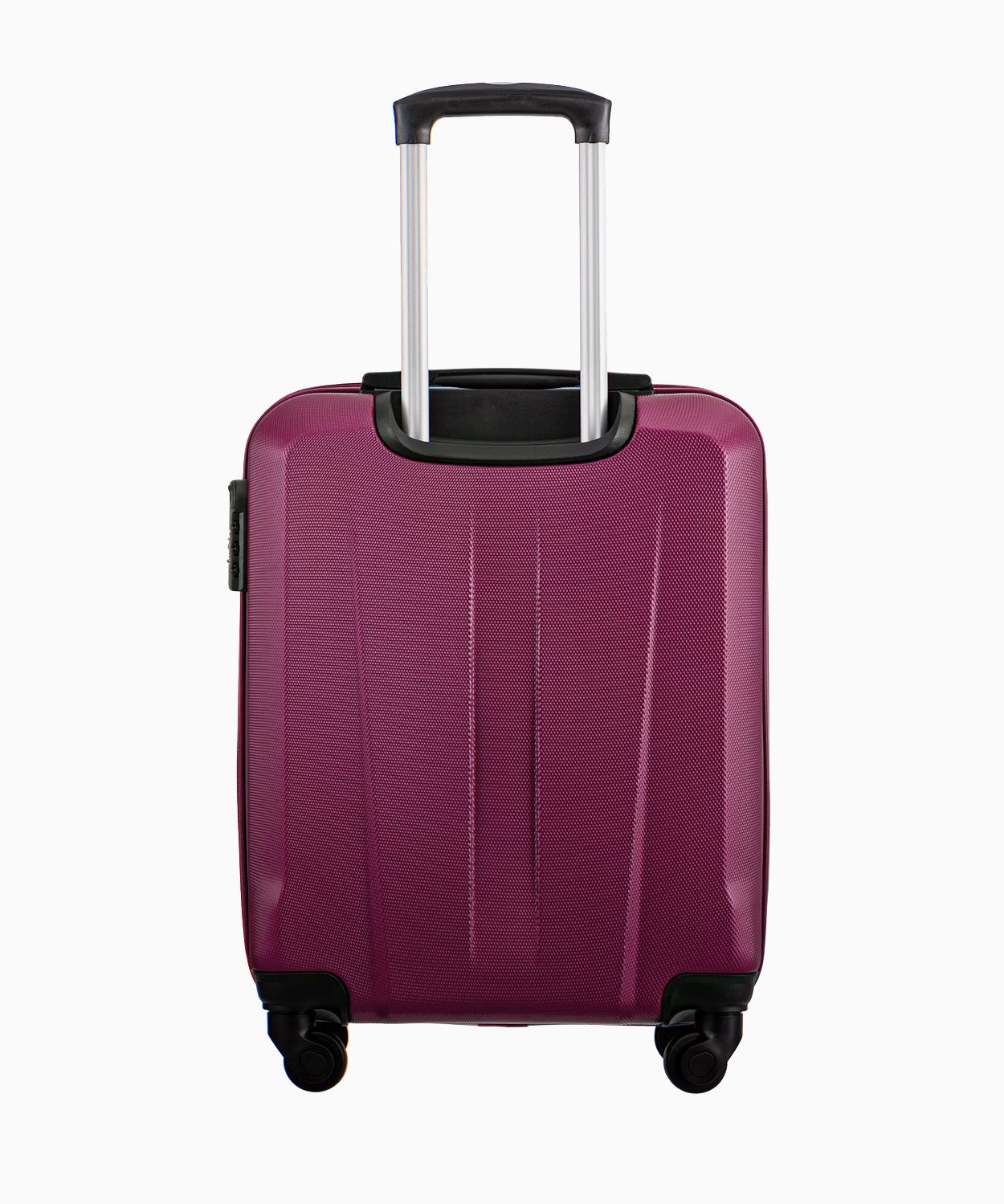 Bordowa kabinowa walizka na czterech kołach