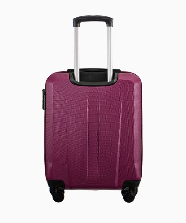 Bordowa kabinowa walizka na czterech kołach