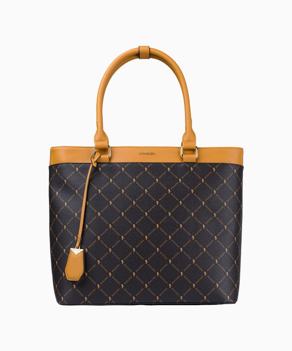 Elegancka logowana torebka typu shopper z ozdobnym brelokiem