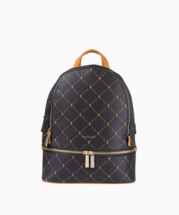 Dwukomorowy logowany plecak damski z kieszeniami