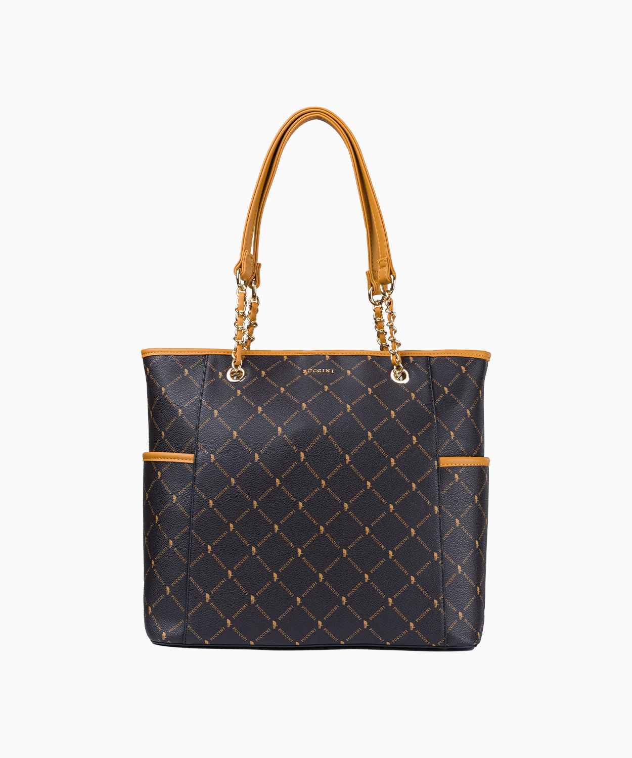 Logowana torebka typu shopper z uchwytami na łańcuszku