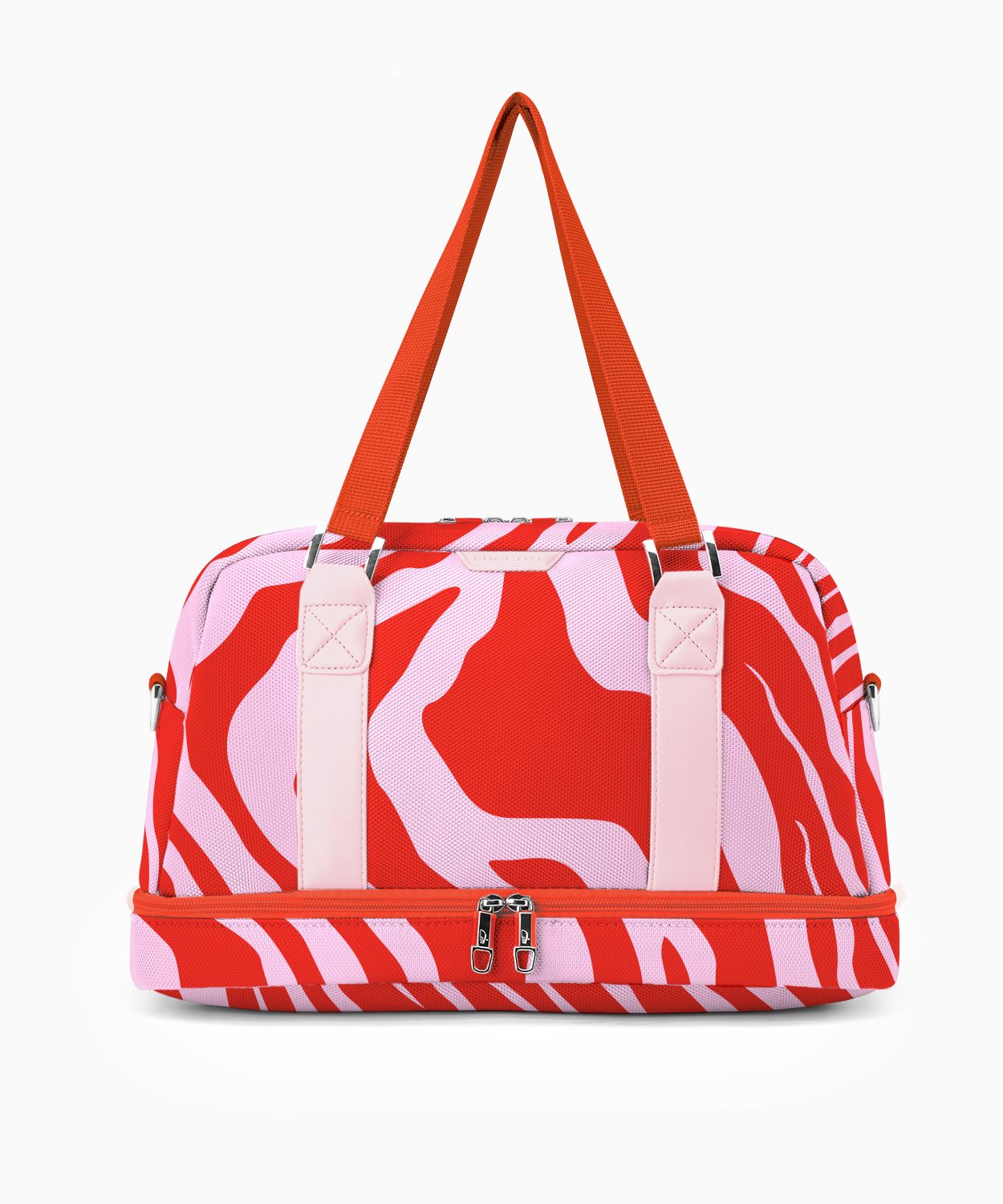 Torba weekendowa mała z dodatkową komorą na dnie - print czerwony