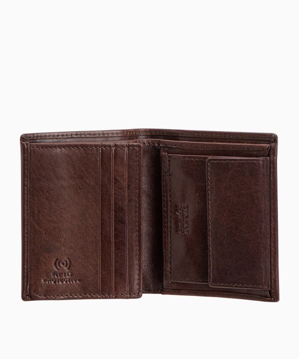 Elegancki męski skórzany portfel brązowy