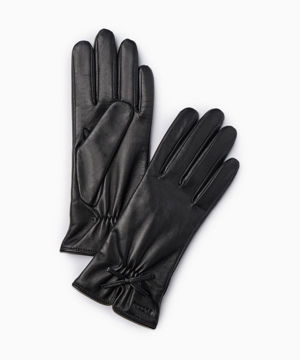 Rękawiczki Skórzane Damskie z Kokardką - rozmiar M