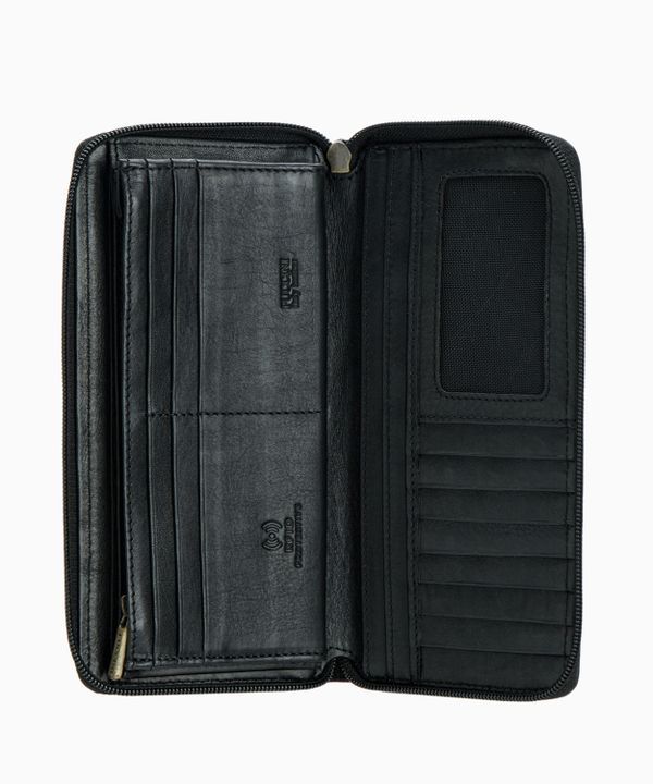 Duży portfel damski na zamek czarny