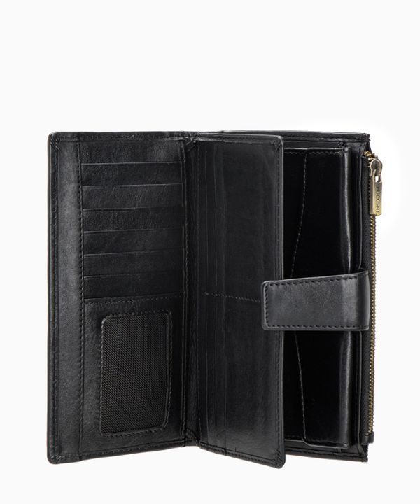 Czarny portfel damski ze skóry naturalnej