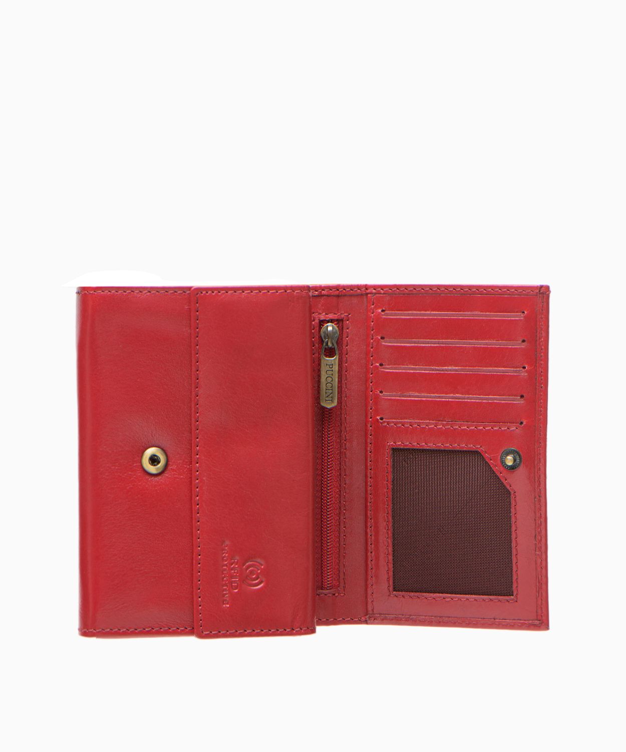 Czerwony mały skórzany portfel damski 