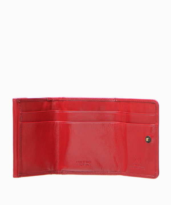 Elegancki czerwony skórzany portfel damski średniej wielkości