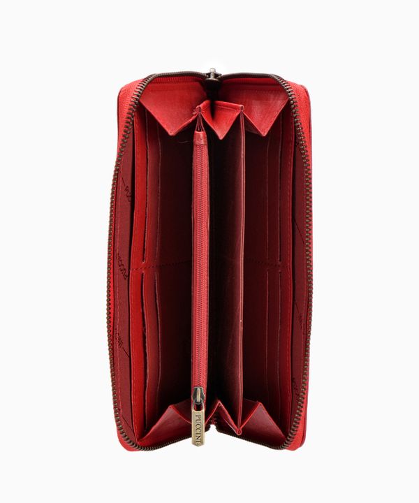 Skórzany elegancki portfel damski czerwony