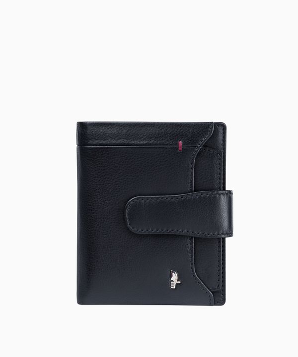 Czarny portfel damski skórzany z etui na wizytówki