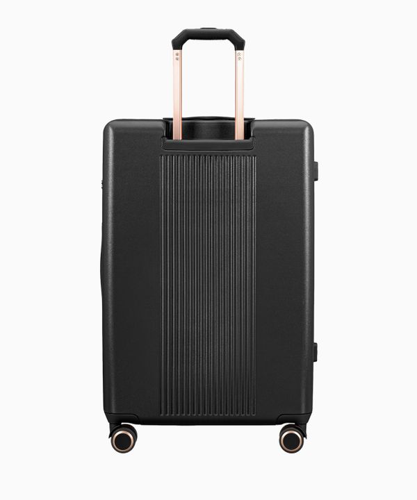 Duża czarna walizka z elementami rose gold